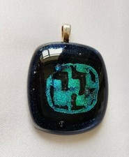 Pendant ~ Dichroic Glass ~ Green, Blue,  Metallic ~ Hand Crafted Glass