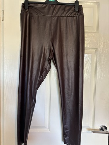 Leggings brown colour faux - leggings,