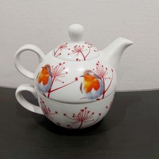 Teapot For One with Cup Roy Kirkham Red Robin 