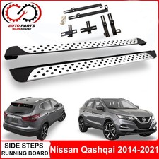 Fits Nissan Qashqai 2014-2021 Running Boards Side Steps Pair Set Black & Silver