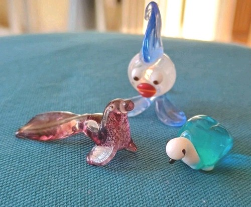 Vintage mini glass - seal, turtle