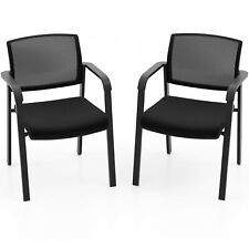 Set of 2 Meeting Waiting Room Office Chairs Stackable Office Guest Mesh Chairs