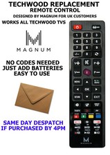 TECHWOOD REMOTE CONTROL A REPLACEMENT THAT WORKS ALL TECHWOOD TV MODELS