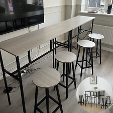 6 Piece Industrial Bar Table Set 2 Kitchen Breakfast Table 4 Stools Grey Compact