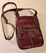 Lloyd Baker Purple Leather Crossbody Bag with Multiple Pockets Adjustable Strap