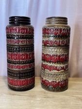 2 x West German 289-41 Pottery Floor Vases Scheurich 1970s Large 41cm 16"