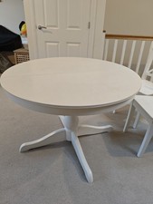 IKEA Ingatorp Extendable Dining Table, White, 110/155 cm with 4 Wood Chairs