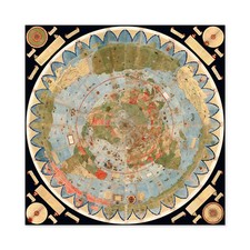 Map Monte 1587 Composite World Pictorial Chart Large Wall Art Print Square 24X24