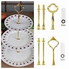 Gold 3 Tier Handle Fittings Cake Plate Stand for Tea Shop Room Wedding Party UK