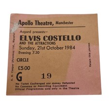 Elvis Costello Concert Ticket Stub Apollo Theatre Manchester  Sunday 21st Oct 84