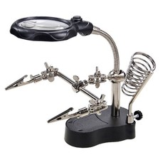LED Stand Clip Adjustable Helping Hands Magnifying Glass Welding Soldering Iron