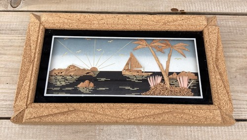 Vintage carved cork picture - picture,
