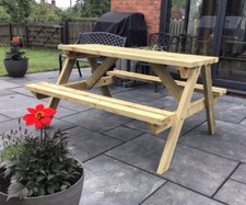 6 SEATER WOODEN PICNIC BENCH : SUPER TOUGH, LONG LASTING UK MADE