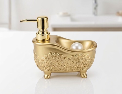 Gold bathtub soap - soap, dispenser