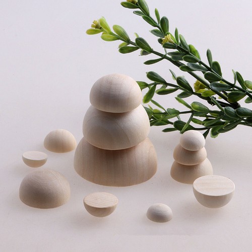 100x half wooden beads - wooden,