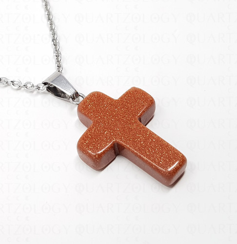 Crucifix necklace sunstone - crucifix,