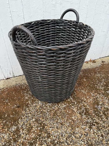 Black rattan log basket - rattan,