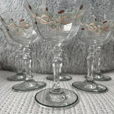 Vintage Johnson Bros Eternal Beau Green Rim Base  Champagne Coupe Glasses x 6