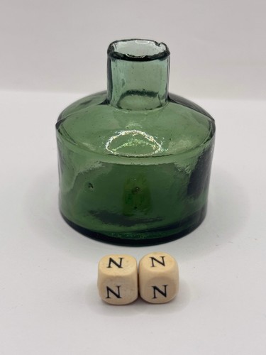 Old green glass - , ink,