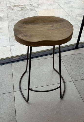 Steel stool with wooden - steel,