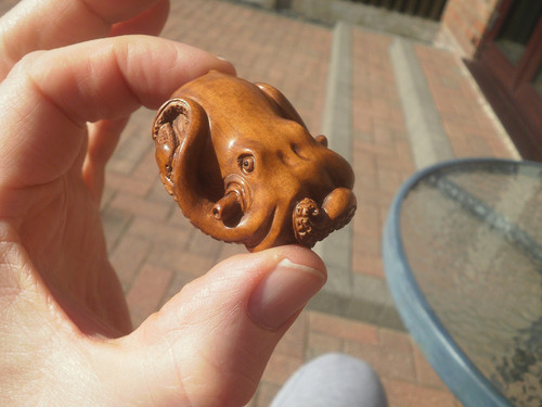 Hand carved wood netsuke - hand,