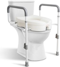 Raised Toilet Seat with Handles for Elderly, Adjustable Arms, for Standard (581)