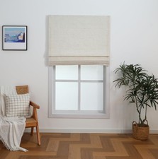 Linen Blend Cordless Roman Blinds – Light Filtering Pull Down Window Treatmen...
