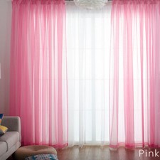 Indoor 2Pcs/Set Sheer Voile Panels Shimmer Curtain Top Pole Pocket Window Drapes