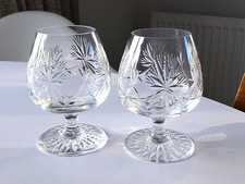 PAIR VINTAGE EDINBURGH CRYSTAL STAR OF EDINBURGH BRANDY GLASSES 5 1/8" SIGNED