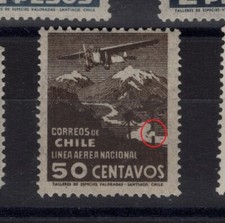 CHILE 1931 LAN 50c brown ERROR