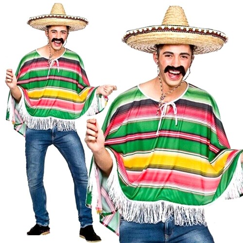 Adult mexican poncho - mexican, multi