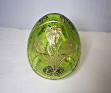 Russian St Petersburg K. Faberge Green Glass Egg Paperweight (with label)