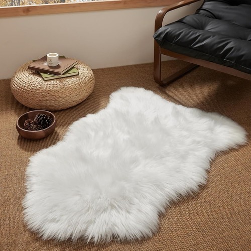 Large faux fur sheepskin rug - faux,