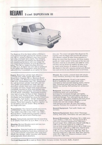 Reliant cwt supervan iii - reliant,