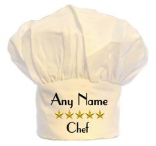 PERSONALISED 5 STAR CHEFS CHEF'S HAT PRINT 100% POLYESTER BBQ BIRTHDAY CHRISTMAS