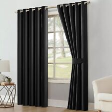 Thick Thermal Blackout Curtains Ready Made Eyelet Ring Top Pair Panel +Tie Backs