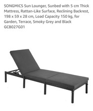 Sun Lounger Rattan Style Garden Recliner Lounger Seat Bed Outdoor Seat Cushion