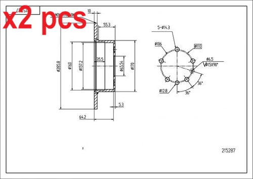 Pcs sides rear brake - sides,