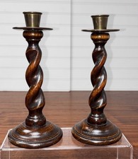 English Oak Barley Twist Pair