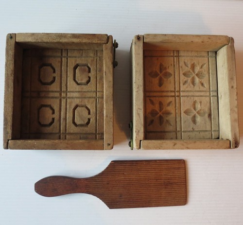 Antique wooden butter stamp - butter,