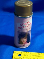 80s Gold NOS Costume Halloween Hair Spray Studio Color VTG Temporary Can