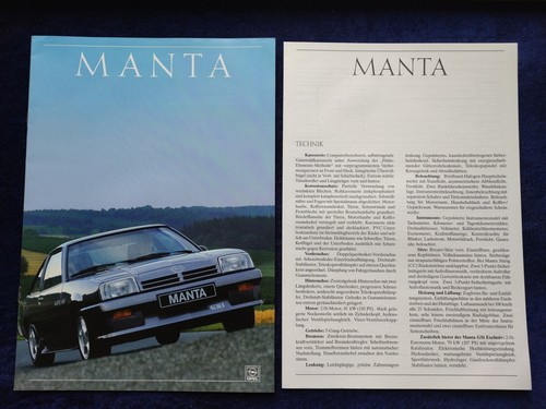 Opel manta brochure 1988 - manta,