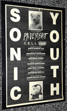 SONIC YOUTH band A3 BOARD MOUNTED original 1992 UK TOUR art poster