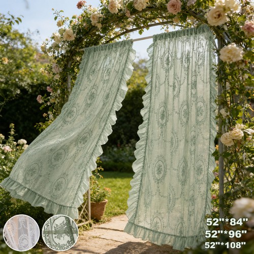 Lace sheer curtain panel - curtain,