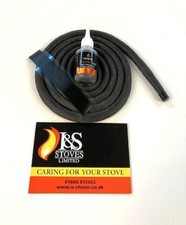 13mm Black Over Braid Coated Stove Door Rope Pack For Stovax 5700 5702 5704