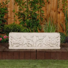 Large Wildflower design White Stone Planter Trough