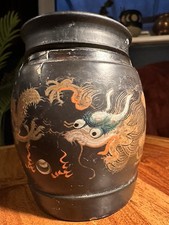 Antique Chinese Lacquer Dragon Jar Scholar’s Brush or Incense Holder