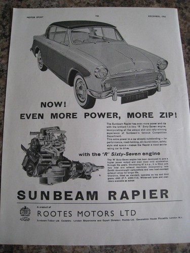 Sunbeam rapier rootes - rapier,