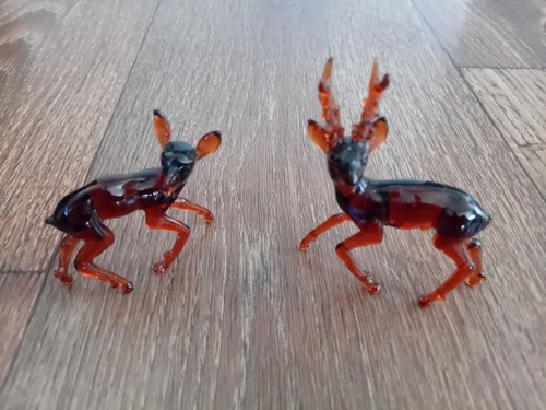 Vintage glass deer stag - glass,