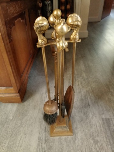 Antique gothic fire companion - gothic,